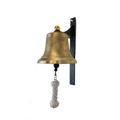 SET: Tiroler Glocke bronzegold Ø 16 cm mit Ringklöppel, Läuteseil (weiß) und Wandgehänge