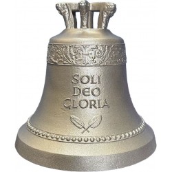 Glocke "SOLI DEO GLORIA" & Salbeiblätter - 22,3 cm Ø - Ton ais/3
