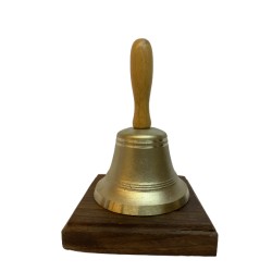 SET: Tiroler Glocke Ø 12 cm mit Handgriff, gold gebürstet inkl. Standplatte