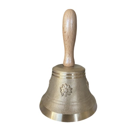 Tiroler Glocke Ø 12 cm mit Edelweiß und Holzstiel