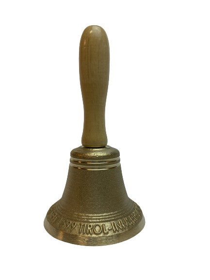 Tiroler Glocke Ø 7 cm - Aufschrift Grassmayr und Holzgriff