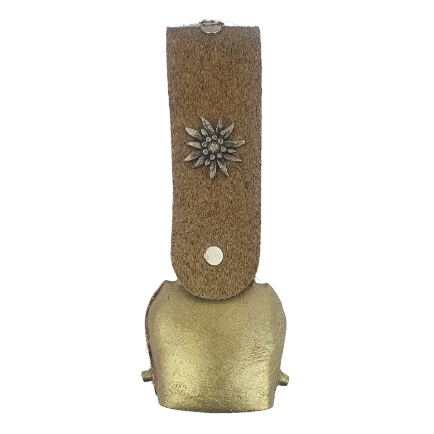 Flachschelle 50mm mit Fell-Zierriemen hellbraun